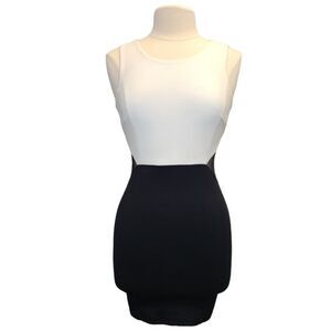 Forever 21 White Black Sheer Side Bodycon Dress S